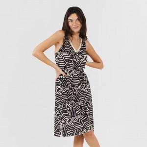 Vestido midi alças soft Guiomar bege preto