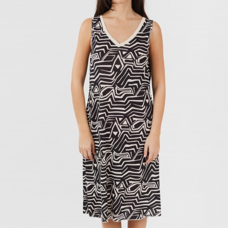 Vestido midi alças soft Guiomar bege preto