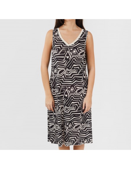 Vestido midi alças soft Guiomar bege preto