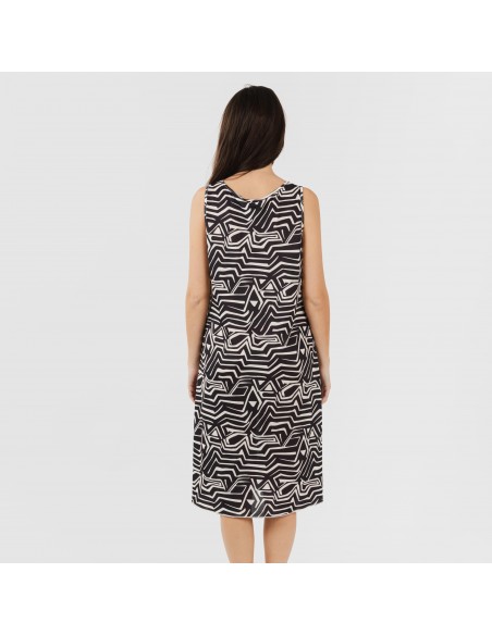 Vestido midi alças soft Guiomar bege preto