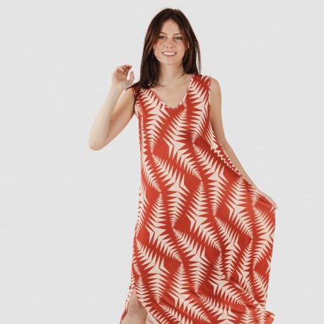 Vestido comprido alças soft Madison cor telha