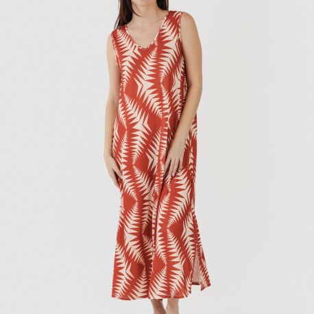 Vestido comprido alças soft Madison cor telha