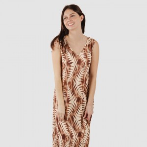 Vestido comprido alças soft Madison castanho 2