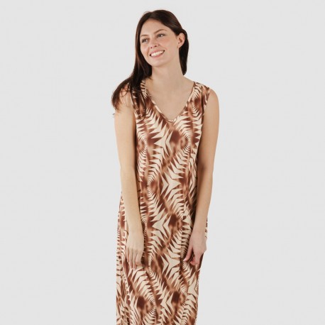 Vestido comprido alças soft Madison castanho