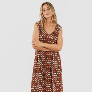 Vestido comprido alças soft Andoni cor telha