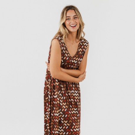 Vestido comprido alças soft Andoni cor telha