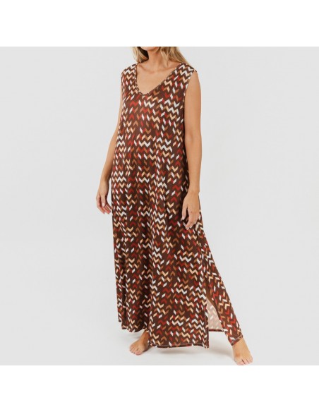 Vestido comprido alças soft Andoni cor telha Vestido comprido alças soft Andoni cor telha