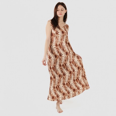 Vestido comprido alças soft Madison castanho