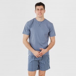 Pijama homem curto Eliot azul índigo