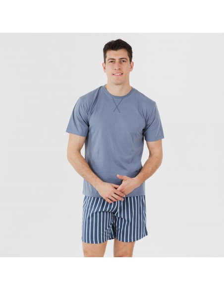Pijama homem curto Eliot azul índigo