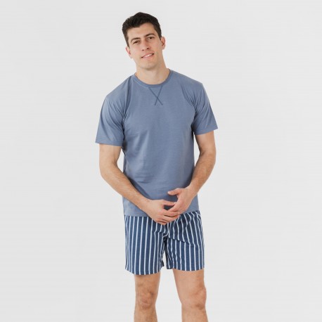 Pijama homem curto Eliot azul índigo