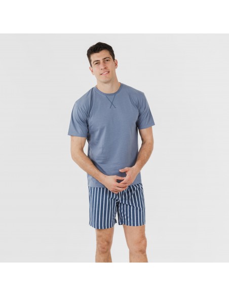 Pijama homem curto Eliot azul índigo pijamas-curtos-homem