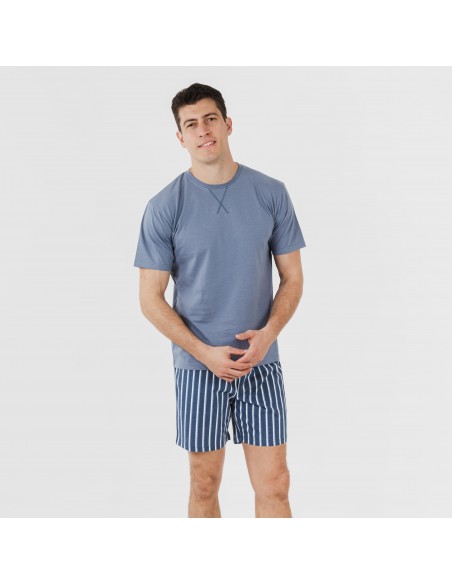 Pijama homem curto Eliot azul índigo