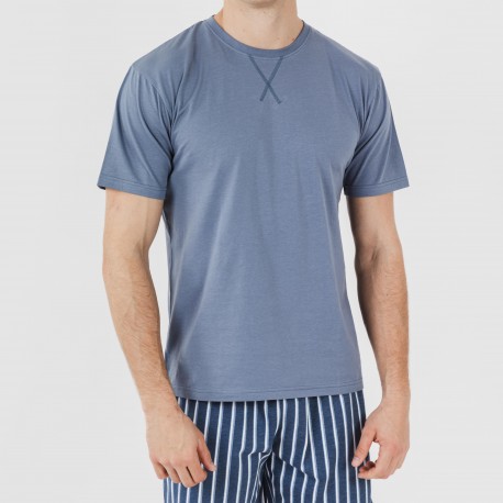 Pijama homem curto Eliot azul índigo