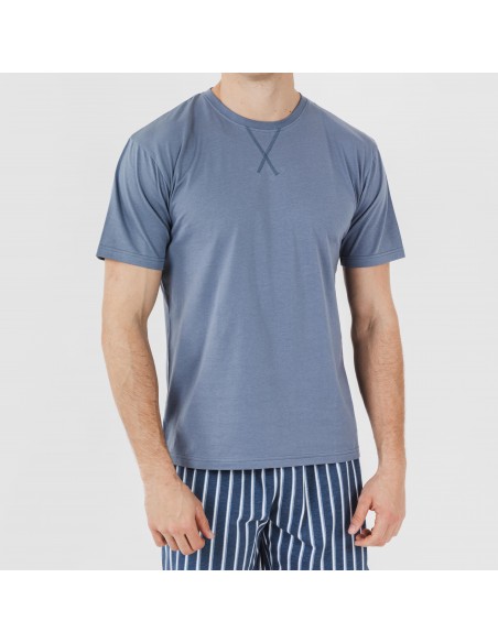 Pijama homem curto Eliot azul índigo