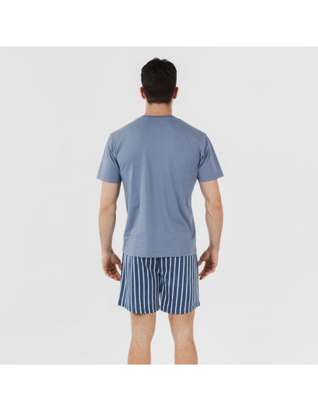Pijama homem curto Eliot azul índigo