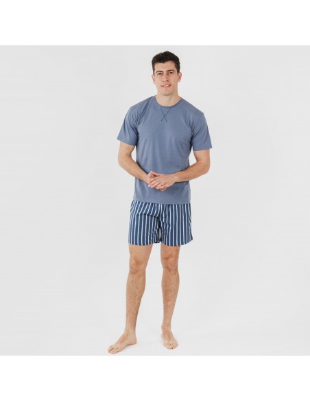 Pijama homem curto Eliot azul índigo