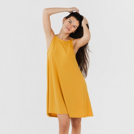 Vestido curto de alças em crepe liso