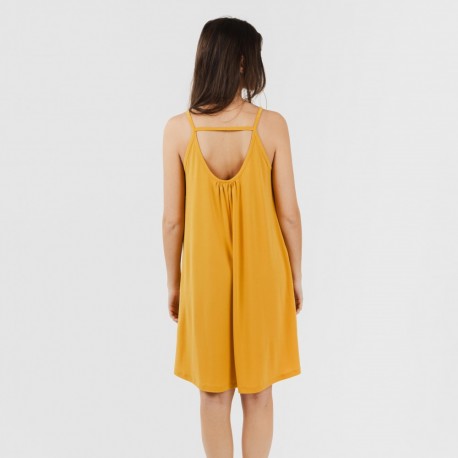 Vestido curto de alças em crepe liso