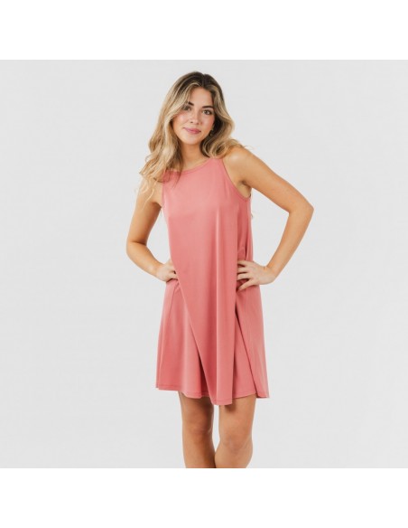 Vestido curto de alças em crepe liso Vestido curto de alças em crepe liso