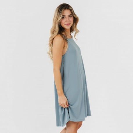 Vestido curto de alças em crepe liso