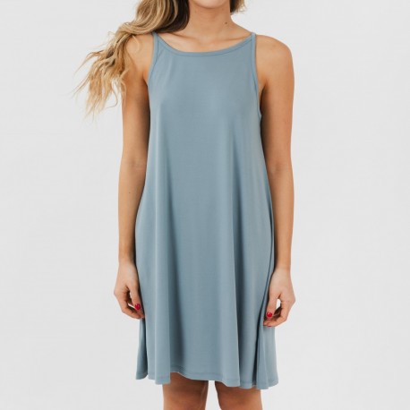 Vestido curto de alças em crepe liso