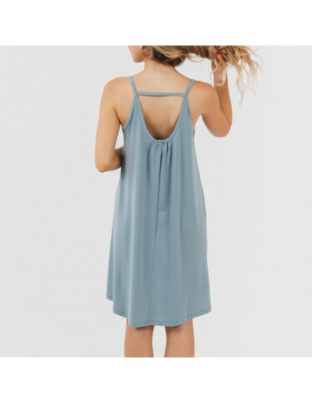 Vestido curto de alças em crepe liso Vestido curto de alças em crepe liso