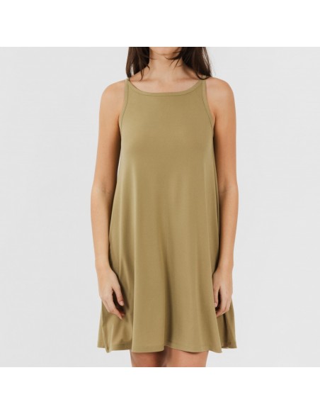 Vestido curto de alças em crepe liso