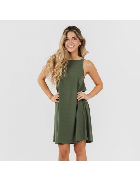 Vestido curto de alças em crepe liso Vestido curto de alças em crepe liso