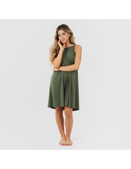 Vestido curto de alças em crepe liso Vestido curto de alças em crepe liso