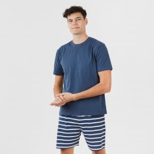 Pijama curto algodão homem Rafa azul marinho 2