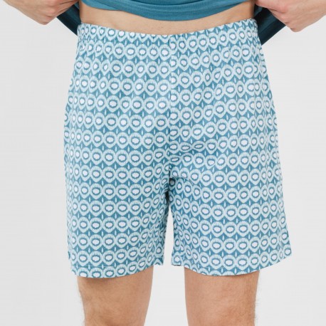 Pijama curto algodão homem Galieni verde azulado