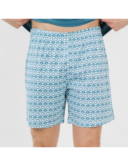 Pijama curto algodão homem Galieni verde azulado