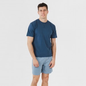 Pijama curto algodão homem Kristoff azul marinho 2