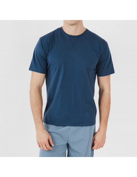 Pijama curto algodão homem Kristoff azul marinho