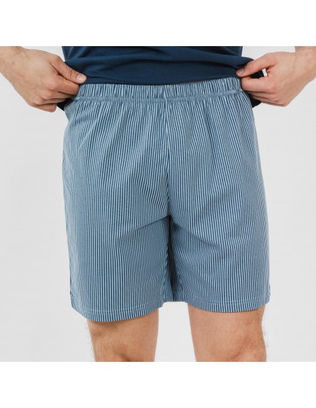 Pijama curto algodão homem Kristoff azul marinho