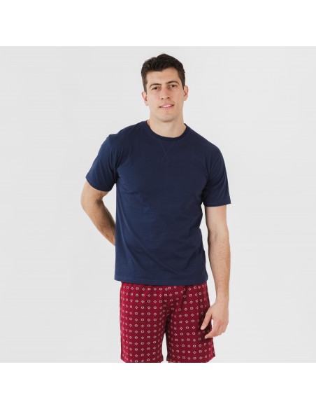 Pijama curto algodão homem Loui azul marinho