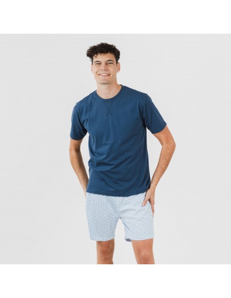 Pijama curto algodão homem Timon azul