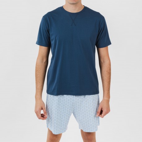 Pijama curto algodão homem Timon azul