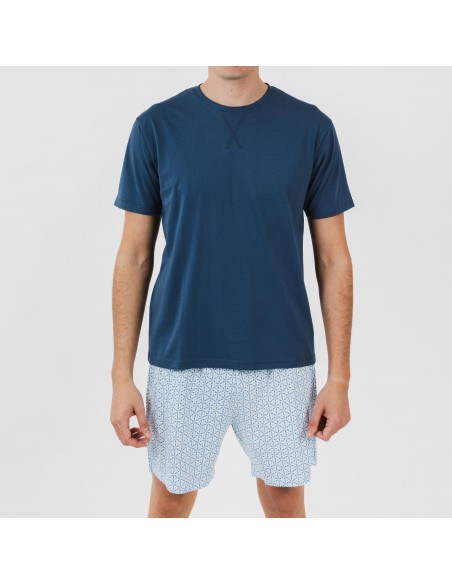Pijama curto algodão homem Timon azul