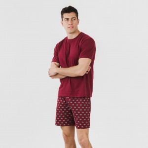 Pijama curto algodão homem Nino bordeaux 2