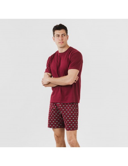 Pijama curto algodão homem Nino bordeaux Pijama curto algodão homem Nino bordeaux