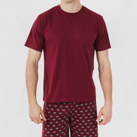 Pijama curto algodão homem Nino bordeaux