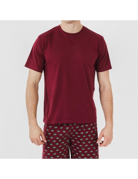Pijama curto algodão homem Nino bordeaux Pijama curto algodão homem Nino bordeaux