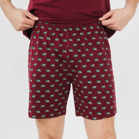 Pijama curto algodão homem Nino bordeaux
