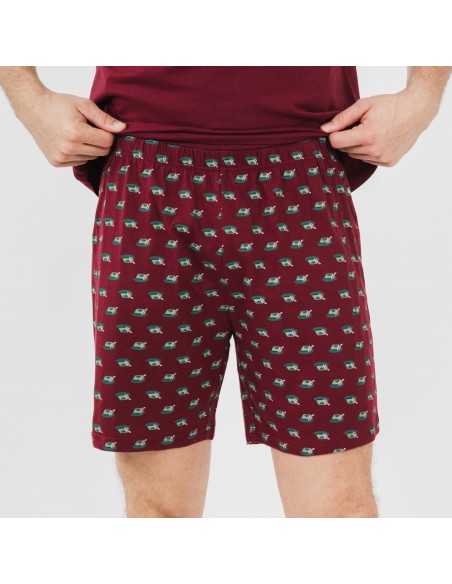 Pijama curto algodão homem Nino bordeaux Pijama curto algodão homem Nino bordeaux