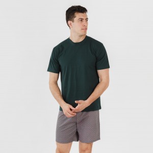 Pijama curto algodão homem Canes verde 2