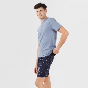 Pijama curto algodão homem Daikiri azul indigo 2