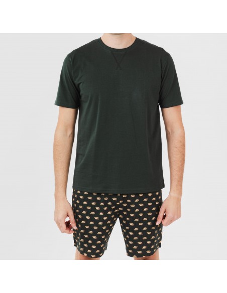 Pijama curto algodão homem Nino verde garrafa