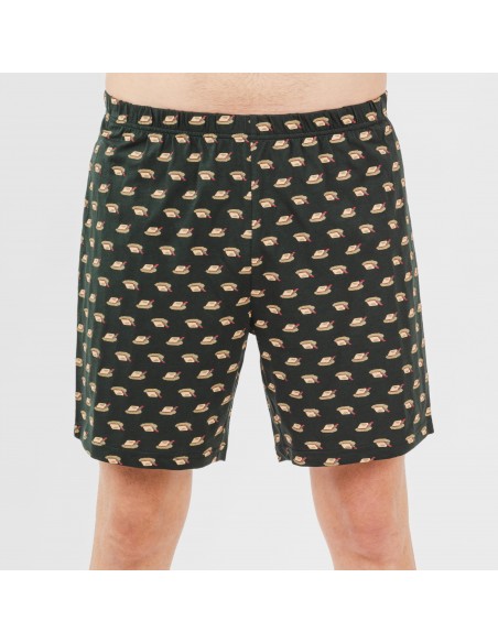 Pijama curto algodão homem Nino verde garrafa